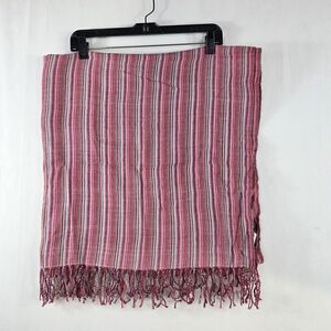 Mahogany Wool Striped Pink and White Women's Scarf